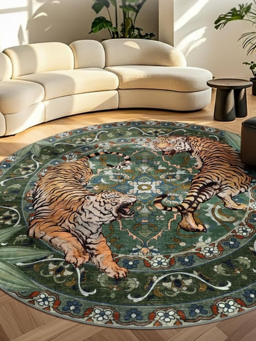 Tiger Round Area Rug - Picture 5 of 11
